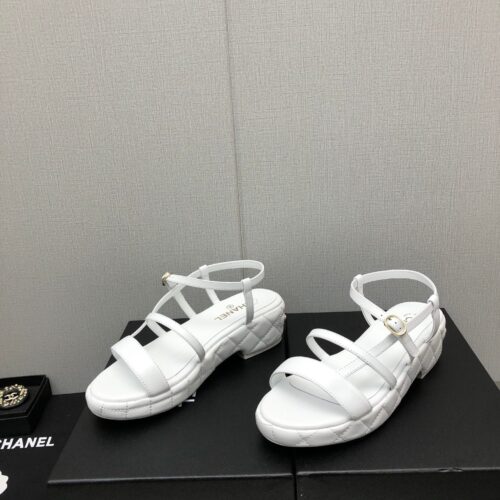 High Quality Luxury Chanel Back Metal Logo Sandals