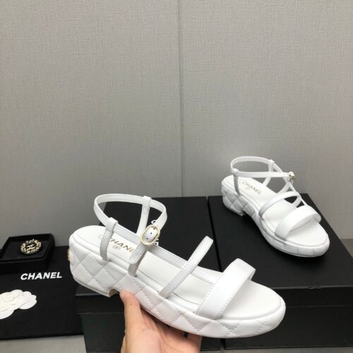 High Quality Luxury Chanel Back Metal Logo Sandals alternate view