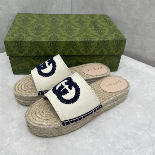 High Quality Luxury Gucci Espadrille Slippers – Style 63315 product detail