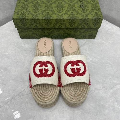 High Quality Luxury Gucci Espadrille Slippers – Style 71795 product detail