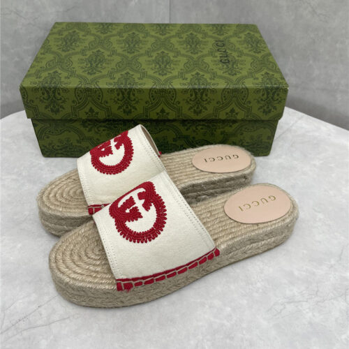 High Quality Luxury Gucci Espadrille Slippers – Style 71795 product detail