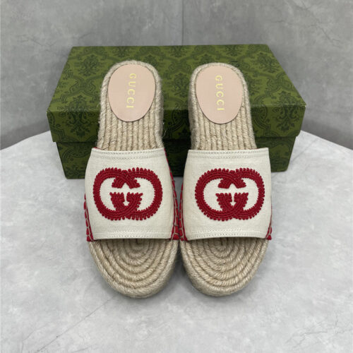 High Quality Luxury Gucci Espadrille Slippers – Style 71795 product detail
