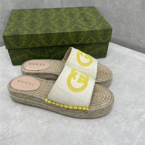 High Quality Luxury Gucci Espadrille Slippers – Style 44115