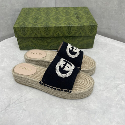 High Quality Luxury Gucci Espadrille Slippers