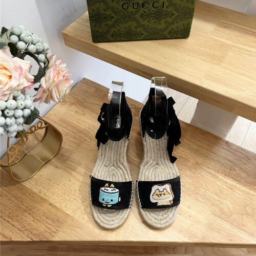 High Quality Luxury Gucci Espadrille Wedge Platform Shoes product detail