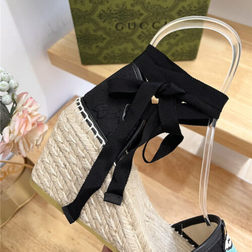 High Quality Luxury Gucci Espadrille Wedge Platform Shoes product detail