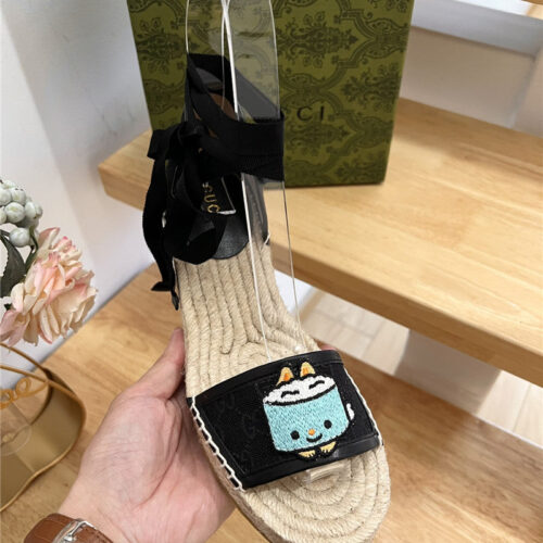 High Quality Luxury Gucci Espadrille Wedge Platform Shoes alternate view