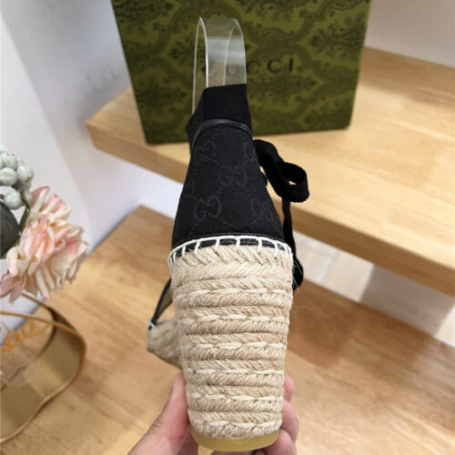 High Quality Luxury Gucci Espadrille Wedge Platform Shoes product detail