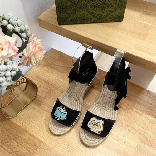 High Quality Luxury Gucci Espadrille Wedge Platform Shoes