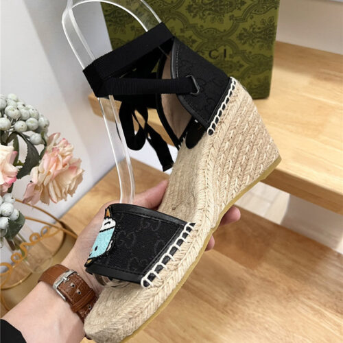 High Quality Luxury Gucci Espadrille Wedge Platform Shoes product detail