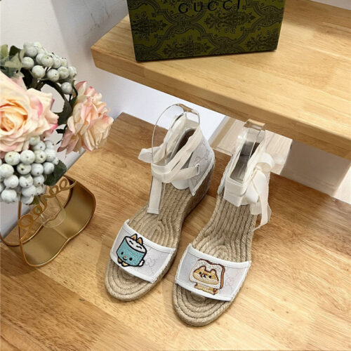 High Quality Luxury Gucci Espadrille Wedge Platform Shoes – Style 23763