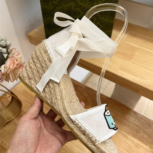 High Quality Luxury Gucci Espadrille Wedge Platform Shoes – Style 23763 product detail