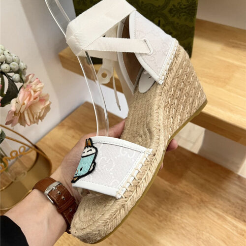 High Quality Luxury Gucci Espadrille Wedge Platform Shoes – Style 23763 product detail