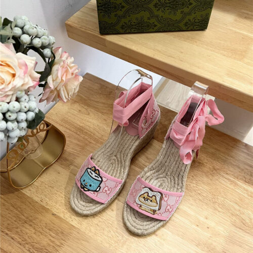 High Quality Luxury Gucci Espadrille Wedge Platform Shoes – Style 54835