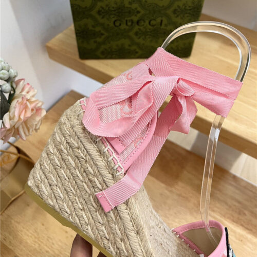 High Quality Luxury Gucci Espadrille Wedge Platform Shoes – Style 54835 product detail