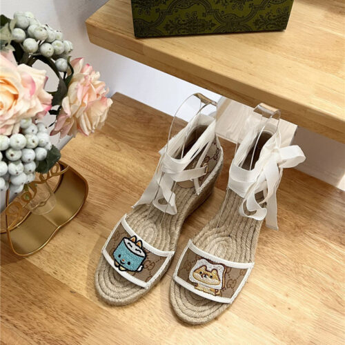 High Quality Luxury Gucci Espadrille Wedge Platform Shoes – Style 89299