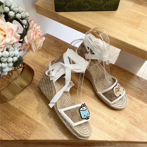 High Quality Luxury Gucci Espadrille Wedge Platform Shoes – Style 89299 product detail