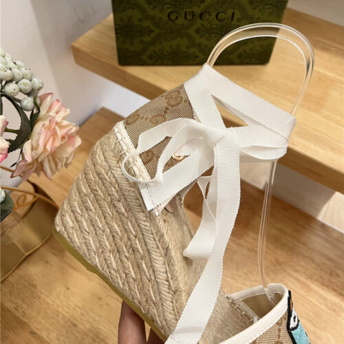 High Quality Luxury Gucci Espadrille Wedge Platform Shoes – Style 89299 product detail