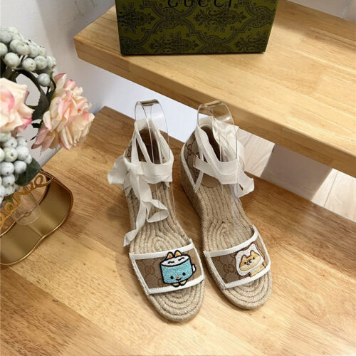 High Quality Luxury Gucci Espadrille Wedge Platform Shoes – Style 89299 product detail