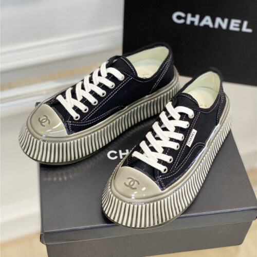High Quality Luxury Chanel Platform Canvas Sneakers alternate view