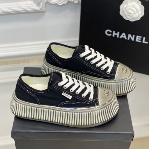 High Quality Luxury Chanel Platform Canvas Sneakers