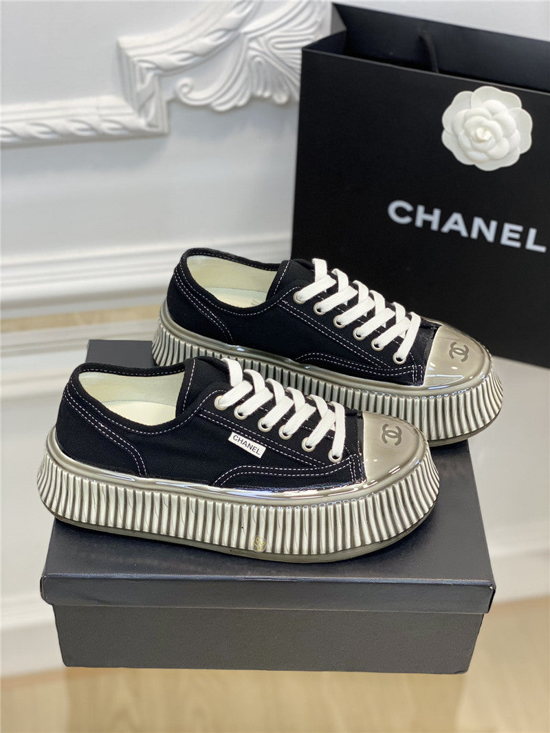 High Quality Luxury Chanel Platform Canvas Sneakers