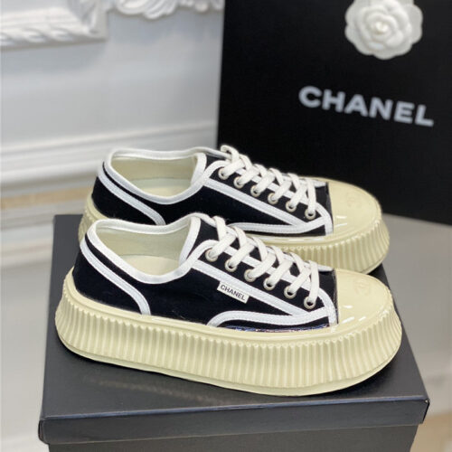 High Quality Luxury Chanel Platform Canvas Sneakers – Style 14630