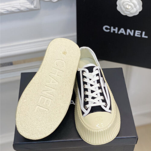 High Quality Luxury Chanel Platform Canvas Sneakers – Style 14630 product detail