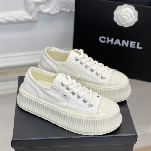 High Quality Luxury Chanel Platform Canvas Sneakers – Style 52486