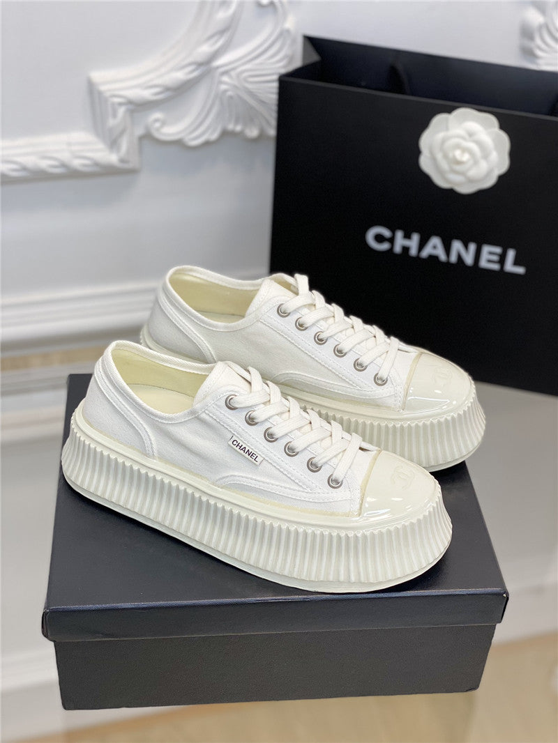 High Quality Luxury Chanel Platform Canvas Sneakers – Style 52486