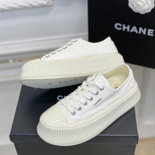 High Quality Luxury Chanel Platform Canvas Sneakers – Style 52486 alternate view