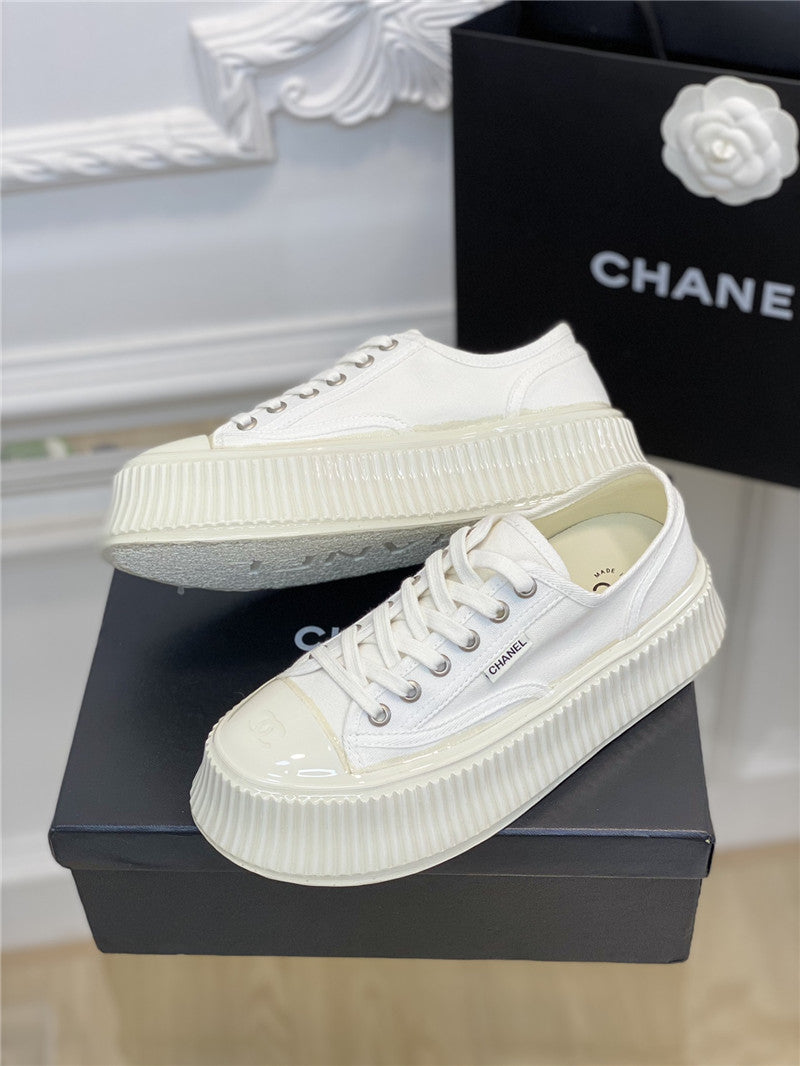 High Quality Luxury Chanel Platform Canvas Sneakers – Style 52486 product detail