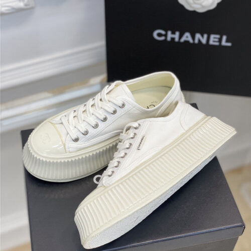 High Quality Luxury Chanel Platform Canvas Sneakers – Style 52486 product detail