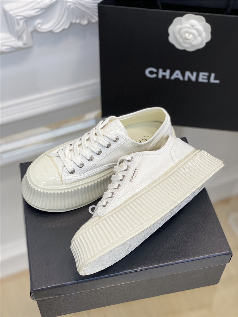 High Quality Luxury Chanel Platform Canvas Sneakers – Style 52486 product detail