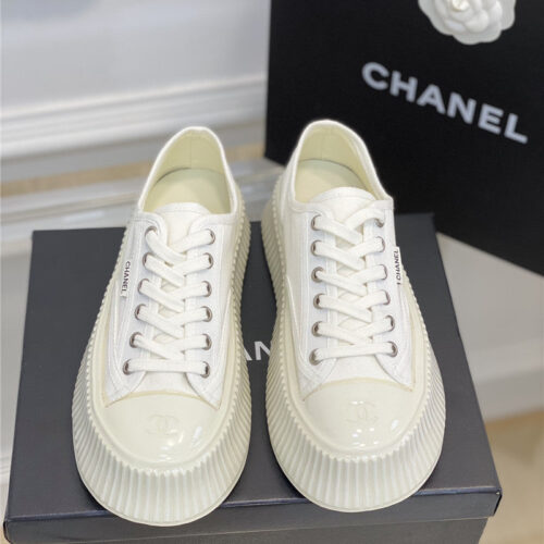 High Quality Luxury Chanel Platform Canvas Sneakers – Style 52486 product detail