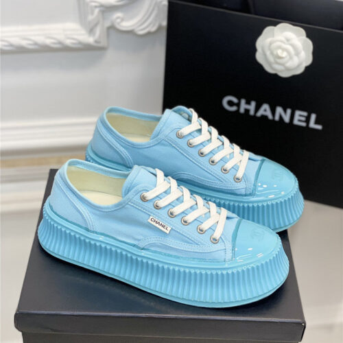 High Quality Luxury Chanel Platform Canvas Sneakers – Style 83558