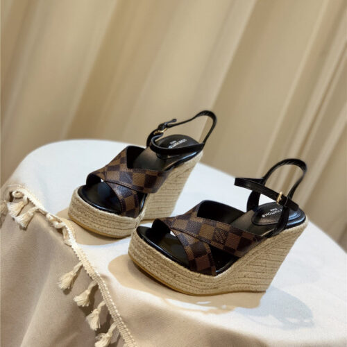 High Quality Luxury Louis Vuitton Hot Diamond Wedge Sandals – Style 48355 product detail