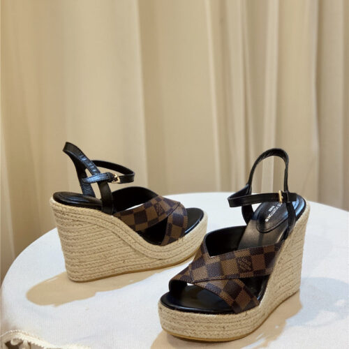 High Quality Luxury Louis Vuitton Hot Diamond Wedge Sandals – Style 48355 alternate view
