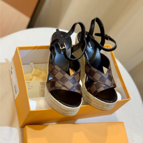 High Quality Luxury Louis Vuitton Hot Diamond Wedge Sandals – Style 48355 product detail