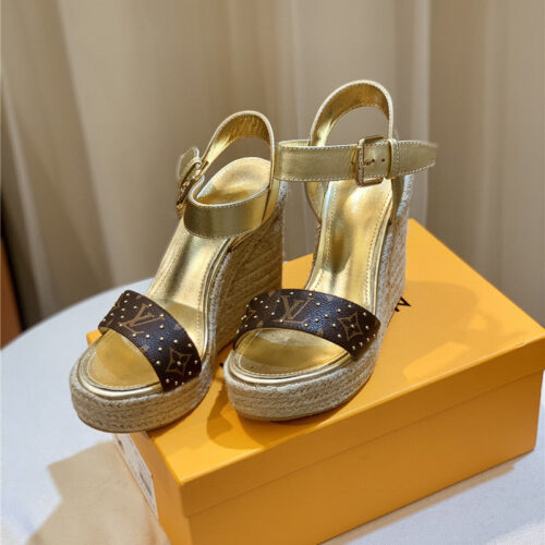 High Quality Luxury Louis Vuitton Hot Diamond Wedge Sandals – Style 82819