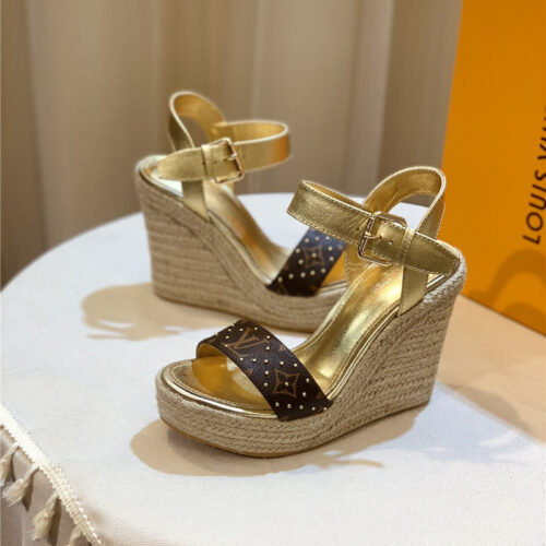 High Quality Luxury Louis Vuitton Hot Diamond Wedge Sandals – Style 82819 alternate view