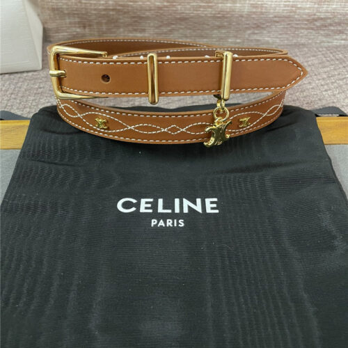 High Quality Luxury Celine Embroidered Belt In Vintage Calfskin – Style 17510