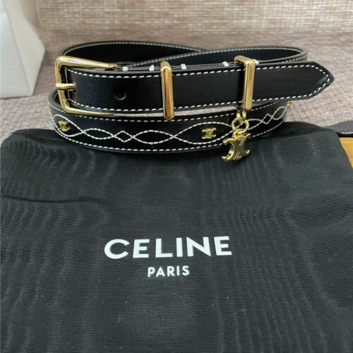 High Quality Luxury Celine Embroidered Belt In Vintage Calfskin – Style 38513