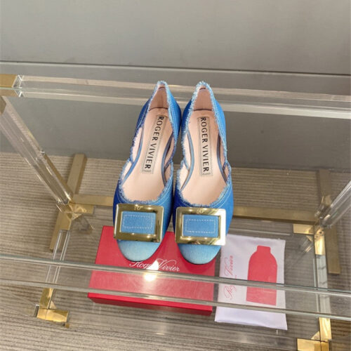 High Quality Luxury Roger Vivier New Hollow Square Buckle Flat Bottom – Style 71540 product detail