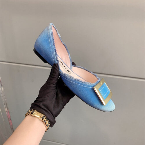 High Quality Luxury Roger Vivier New Hollow Square Buckle Flat Bottom – Style 71540 alternate view