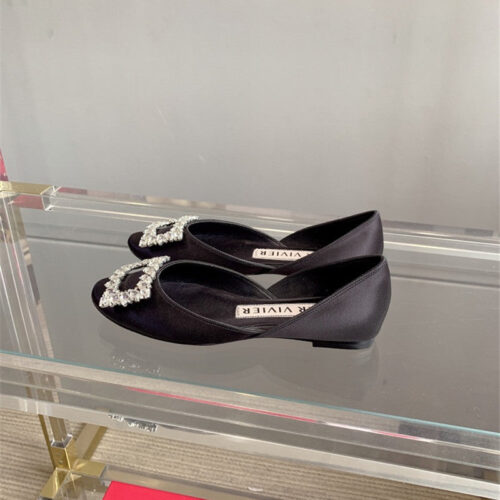 High Quality Luxury Roger Vivier New Hollow Square Buckle Flat Bottom – Style 02612 product detail