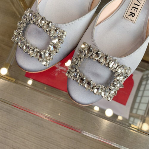 High Quality Luxury Roger Vivier New Hollow Square Buckle Flat Bottom – Style 66452 product detail