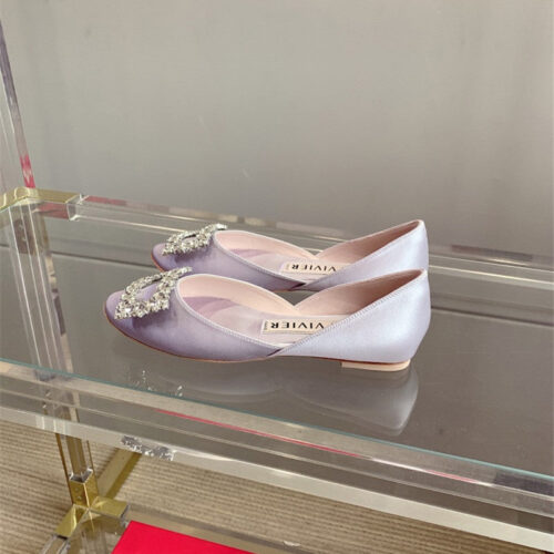 High Quality Luxury Roger Vivier New Hollow Square Buckle Flat Bottom – Style 66452 product detail