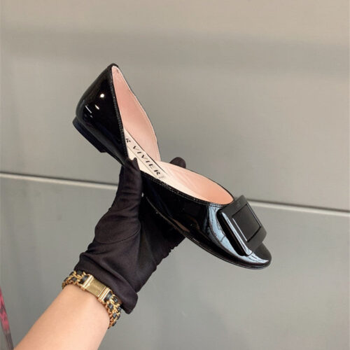 High Quality Luxury Roger Vivier New Hollow Square Buckle Flat Bottom – Style 31988 alternate view