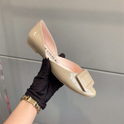 High Quality Luxury Roger Vivier New Hollow Square Buckle Flat Bottom – Style 97524 alternate view